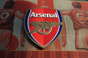 The Arsenal badge at the Emirates stadium (Photo by AMA/Corbis via Getty Images)
