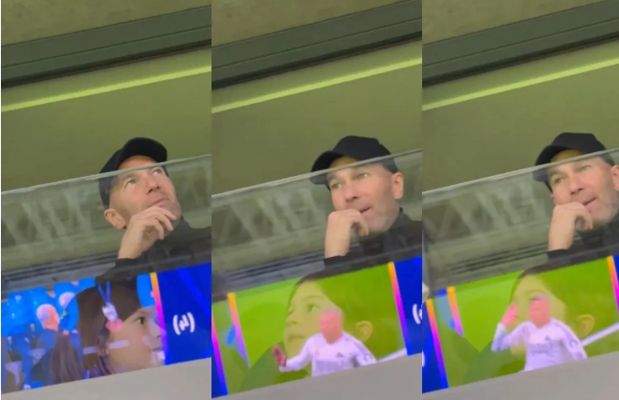 Zinedine Zidane reaccionando a un gol de Kylian Mbappé.