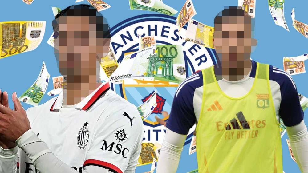 Jugadores incognito con lluvia de dinero y escudo City