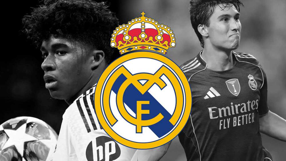 Gonzalo y Endrick en BN con escudo Real Madid