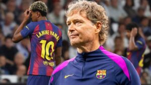 Marcus Sorg intenta defender a Lamine Yamal