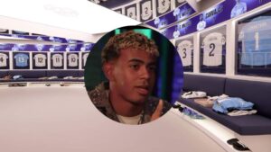 Vestuario del Real Madrid y una foto de Lamine Yamal.